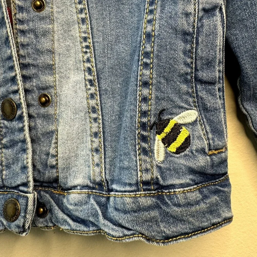 COTTONON Kids Hummingbird Jean Jacket Girls 6 Denim Embroidered Bee Cotton On - Picture 6 of 9